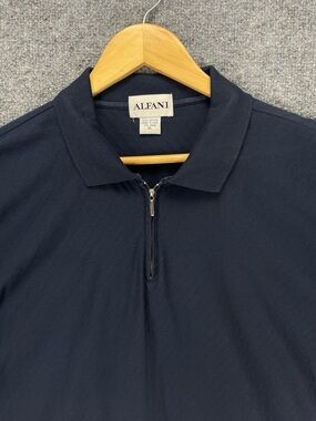 Alfani Polo Shirt Men’s XL Navy Blue Cotton Stretch Performance 1/4 Zip Golf